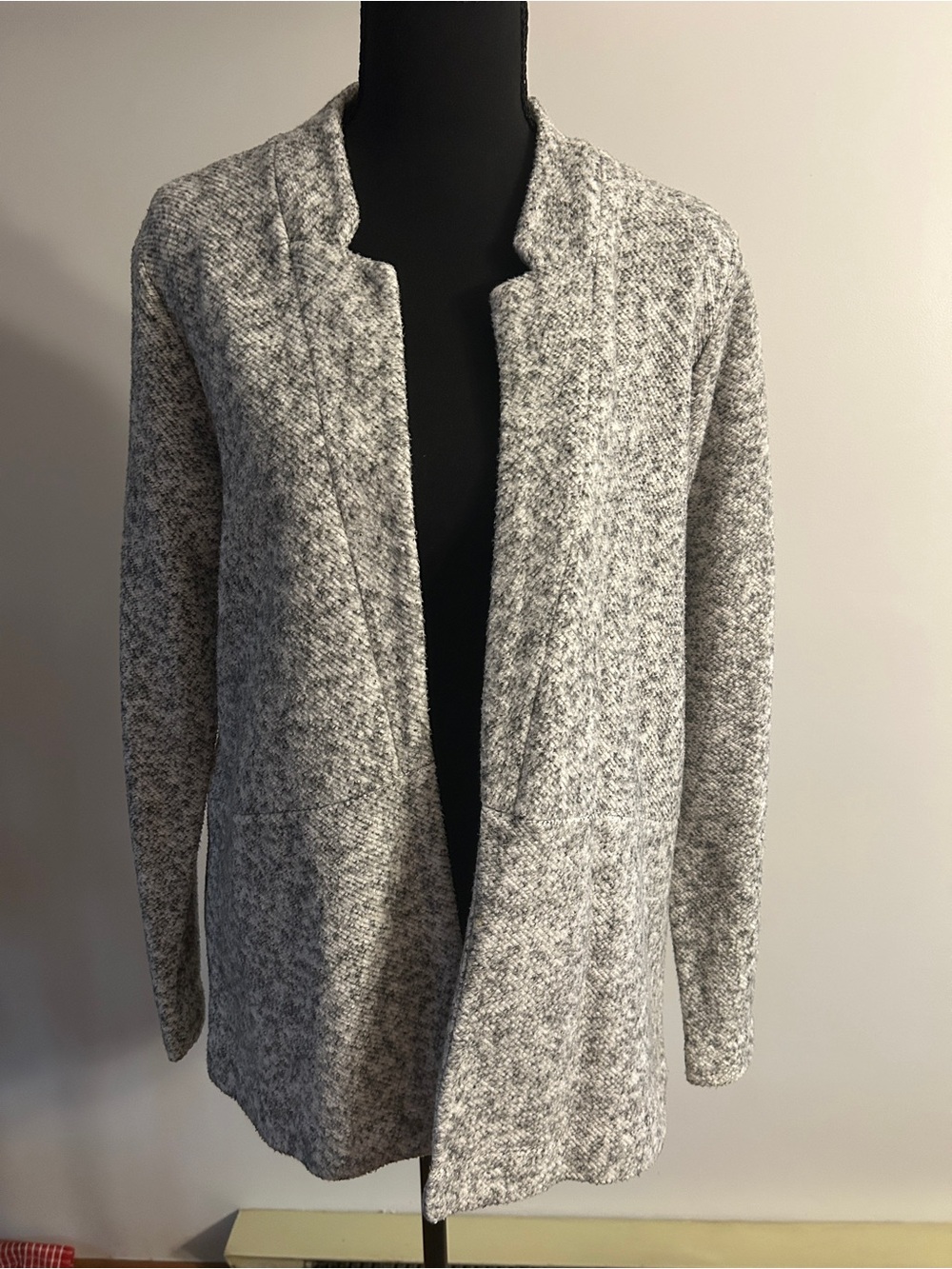 LOFT Heather Gray Open-Front Knit Cardigan